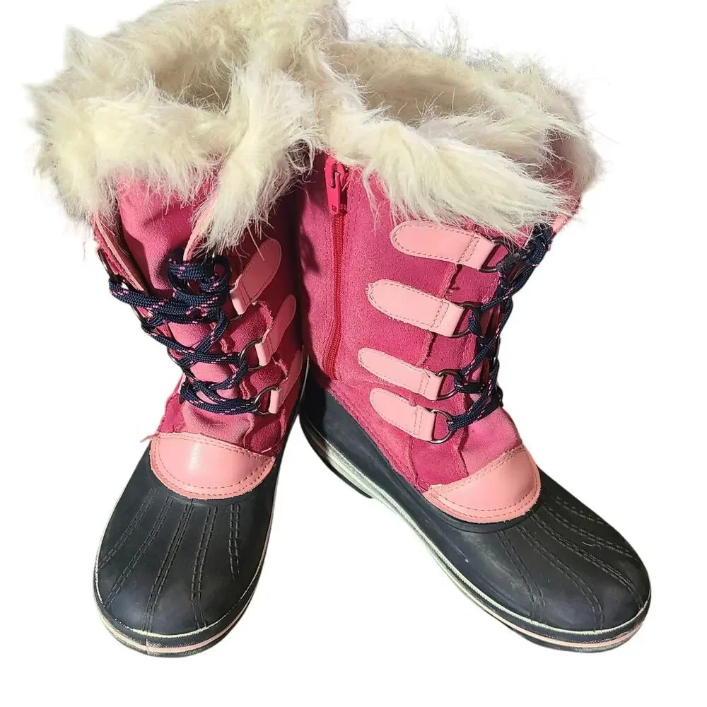 Ozark Trail‎ Hot Pink Suede Faux Fur Winter Snow Boots Girls 3 Pink